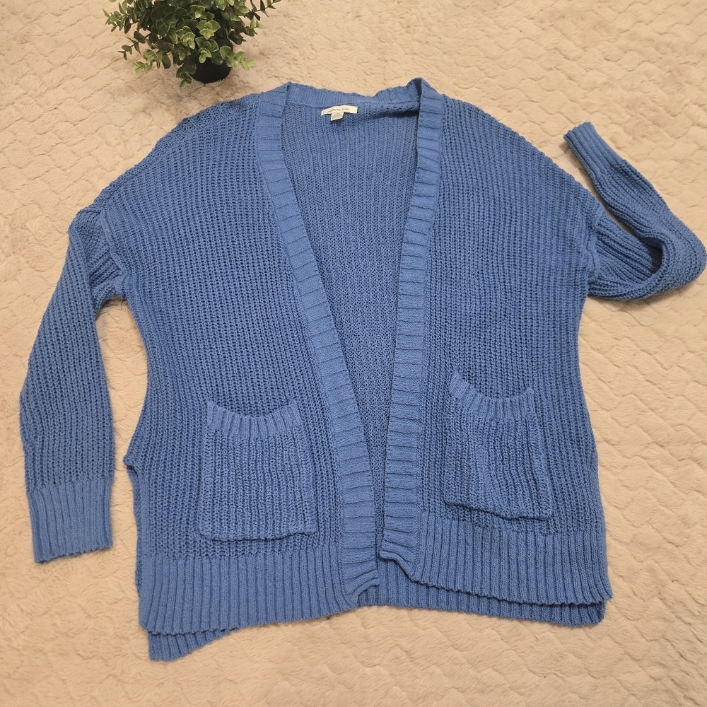 American Eagle Outfitters Chunky Knit Open Cardigan in Blue